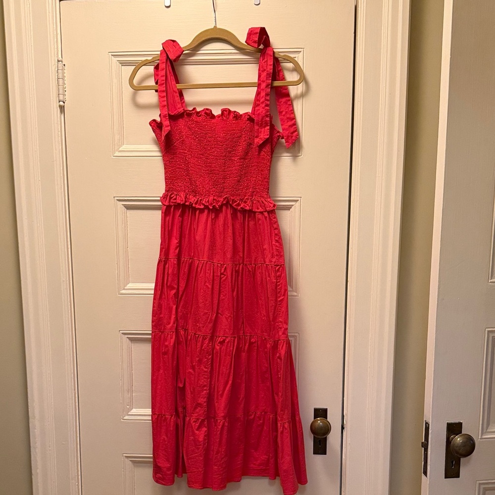 Tuckernuck Bright Pink Tie-Shoulder Midi Dress